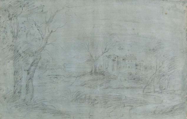 Bolognese artist, 17th century, landscape with buildings